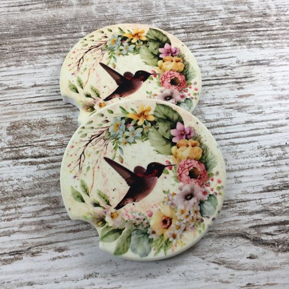 Hummingbird Floral Car Coasters - Picture 5 of 7